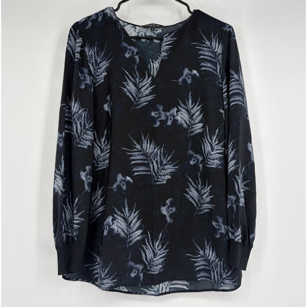 Lafayette 148 New York silk long-sleeve floral print blouse